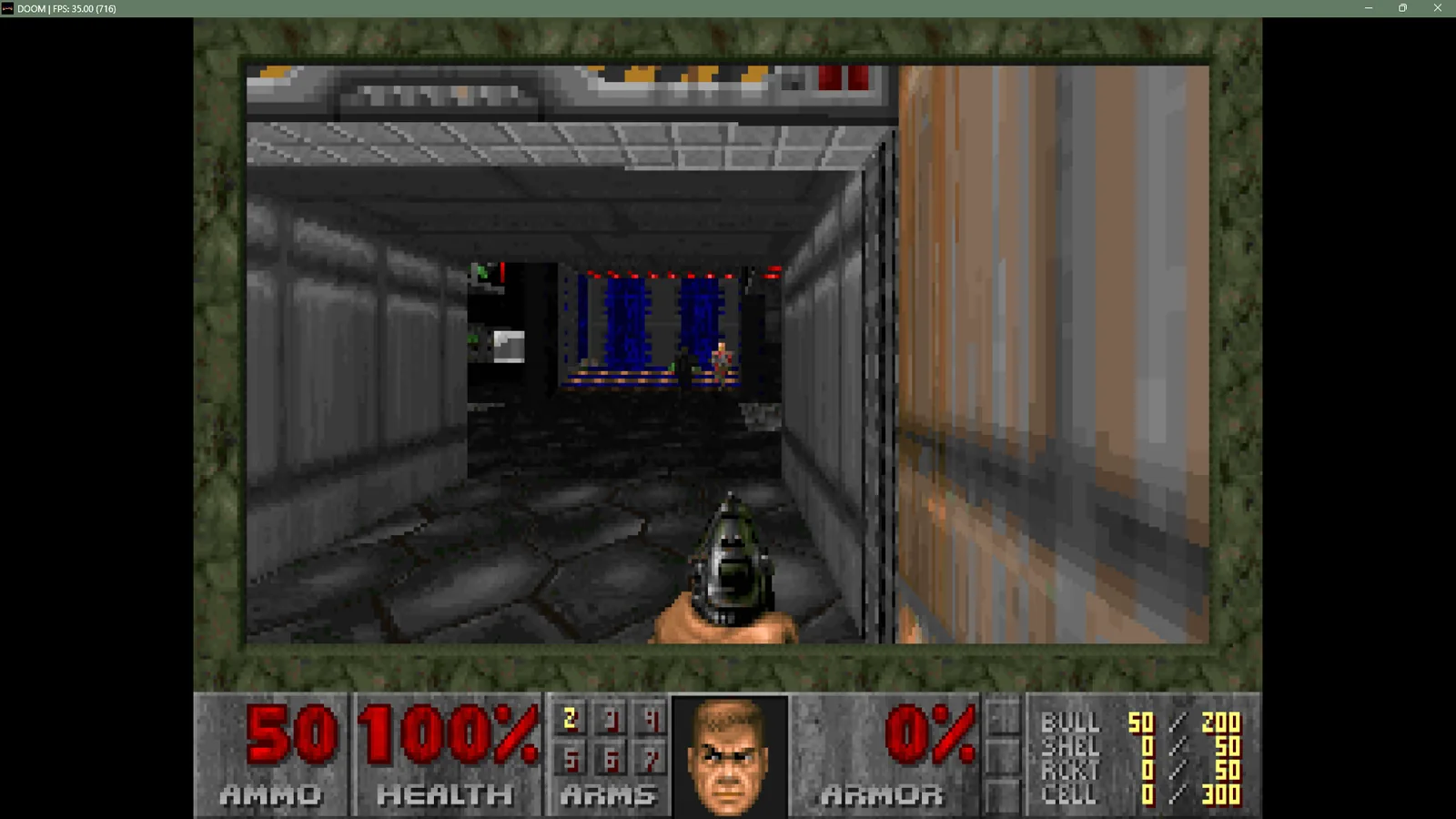 DOOM (homebrew port): Windows RTX 3060 gameplay at a stable 35 FPS (first of three screenshots).