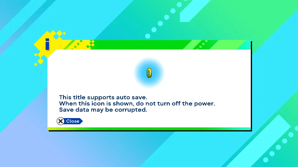 Sonic Origins: The game's auto-save notice screen, shown after the logo movies (960x540 frame dump).